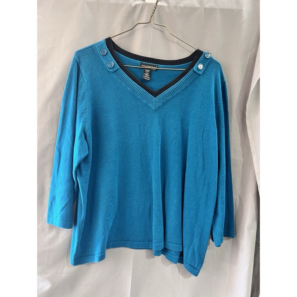 teal blue v-neck sweater from the brand Moonlight Bay Size 18/20 TG2122 Retro